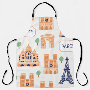 Tablier Motif sans couture avec les monuments parisiens