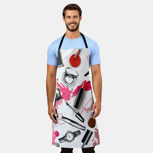 Tablier Motif sans couture avec maquillage peint (Porté)