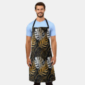 Tablier Motif sans couture avec or, argent plante tropical (Porté)