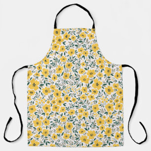 Tablier Motif sans couture avec petites fleurs jaunes