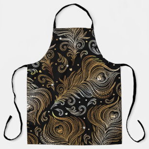 Tablier Motif sans couture avec plumes de paon. D libre