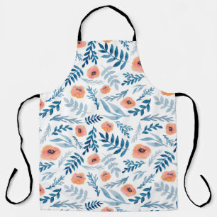 Tablier Motif sans couture avec rose aquarelle et bleu le
