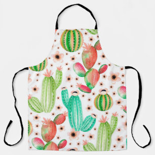 Tablier Motif sans couture avec succulents. Aquarelle cact