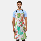 Tablier Motif sans couture avec succulents. Aquarelle cact (Porté)