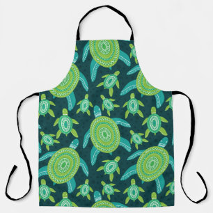Tablier Motif sans couture avec tortues vertes. Mer