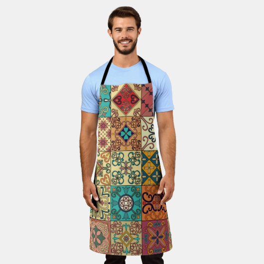 Tablier Motif sans couture avec tuiles portugaises en tala (Porté)