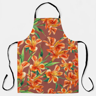 Tablier Motif sans couture d'Alstroemeria peint dans l'eau