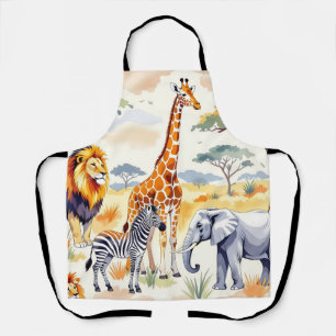 Tablier Motif sans couture d'animaux de safari Scène de sa