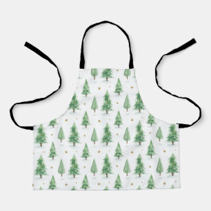 Tablier Motif sans couture d'arbres de Noël à l'aquarelle