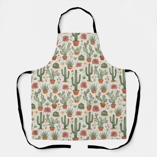 Tablier Motif sans couture de cactus de désert succulent (Recto)