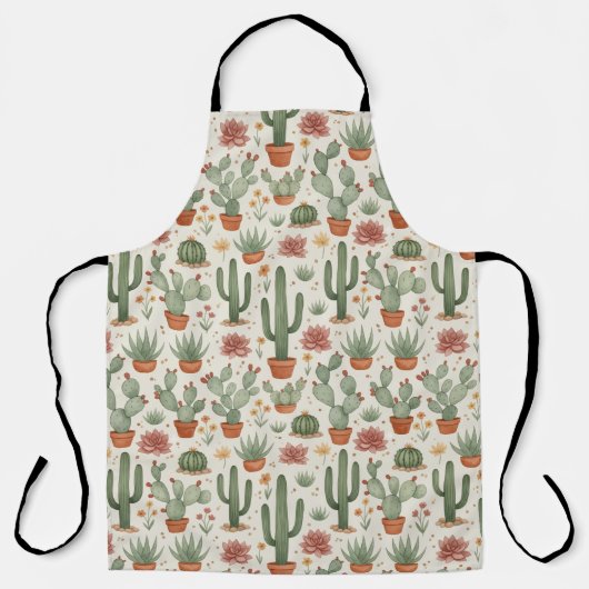 Tablier Motif sans couture de cactus de désert succulent (Recto)