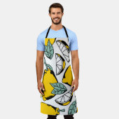 Tablier Motif sans couture de citrons dessinés à la main b (Porté)