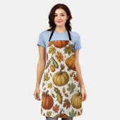 Tablier Motif sans couture de citrouille et de feuille d'a (Porté)