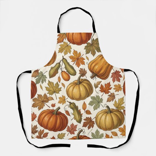 Tablier Motif sans couture de citrouille et de feuille d'a (Recto)