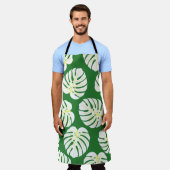 Tablier Motif sans couture de feuilles de monstère blanche (Porté)