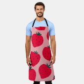 Tablier Motif sans couture de fraise moderne. Big red roun (Porté)