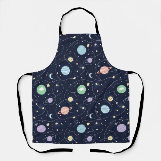 Tablier Motif sans couture de planètes du système solaire (Recto)