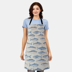 Tablier Motif sans couture de poissons dessinés à la main