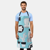 Tablier Motif sans couture dessiné à la main avec cactus e (Porté)