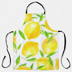Tablier Motif sans couture en citrons d'aquarelle et lea