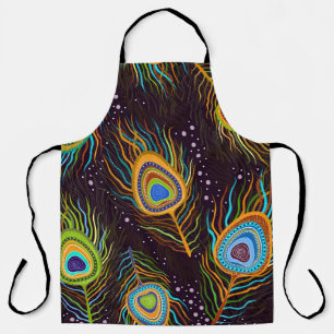 Tablier Motif sans couture "Plumes de paon"