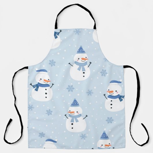 Tablier Motif sans couture Snowman, arrière - plan d'hiver (Recto)
