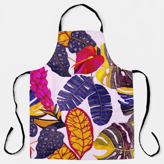 Tablier Motif sans faille créative avec feuilles tropicaux (Recto)
