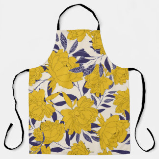 Tablier motif sans soudure à fleurs et à feuilles