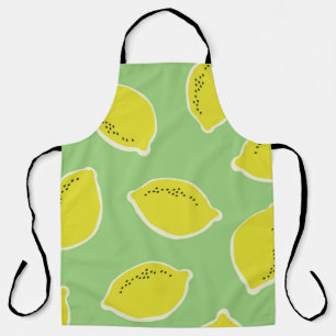Tablier Motif sans soudure à la main avec citrons en jaune