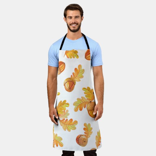 Tablier motif sans soudure automne avec feuilles en chêne (Porté)