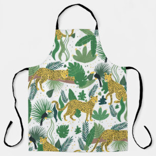 Tablier motif sans soudure de léopards dans la jungle. Mét