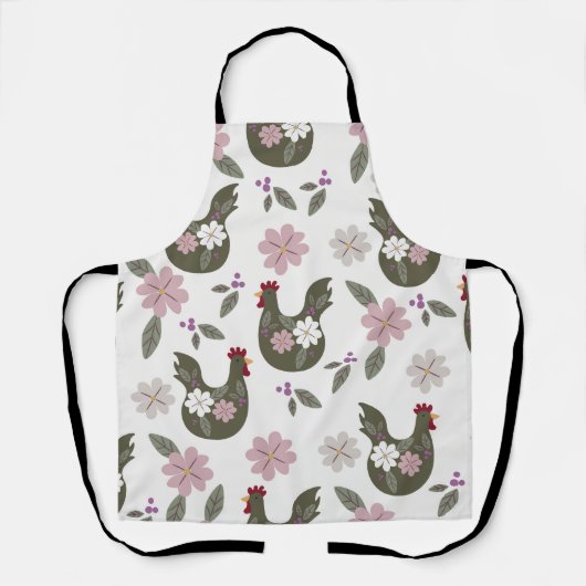 Tablier Motif sans soudure de Pâques avec poulet. (Recto)