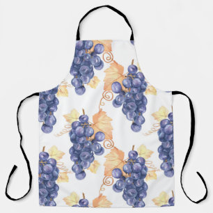Tablier Motif sans soudure de raisins pourpres sur blanc i