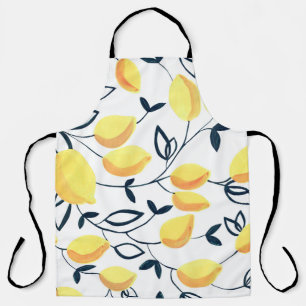 Tablier Motif sans soudure Gouache avec citrons jaunes et 