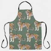 Tablier Motif sauvage des tigres d'aquarelle tropicale mod (Recto)