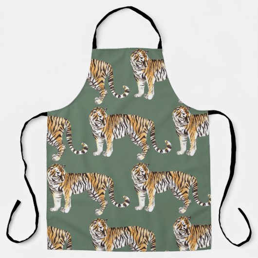 Tablier Motif sauvage des tigres d'aquarelle tropicale mod (Recto)