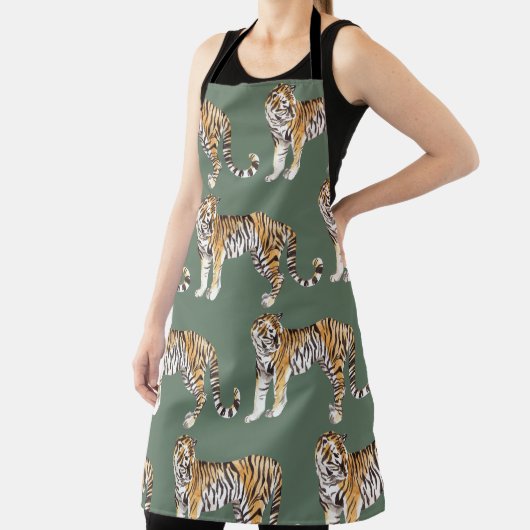 Tablier Motif sauvage des tigres d'aquarelle tropicale mod (Insitu)