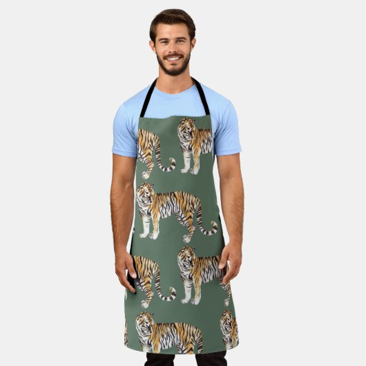 Tablier Motif sauvage des tigres d'aquarelle tropicale mod (Porté)