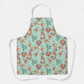 Tablier Motif Seahorse et Seashell Turquoise (Recto)