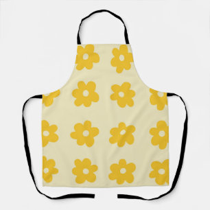 Tablier Motif simple à fleurs rétro jaune tropicale