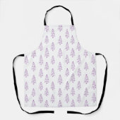 Tablier Motif simple d'arbre de Noël blanc et violet (Recto)