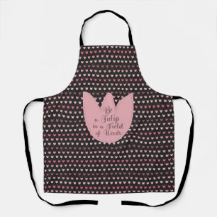 Tablier Motif simple de tulipe rose avec fond sombre
