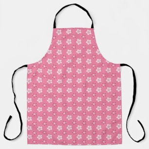 Tablier motif simple floral solide rose rétro petit flux
