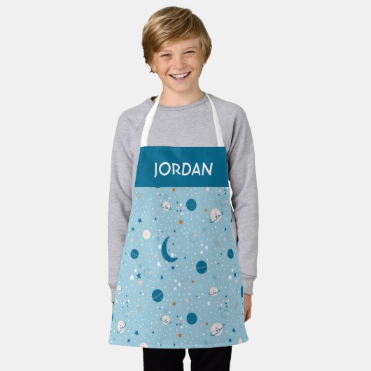 Tablier Motif Sky & Space bleu (Porté)