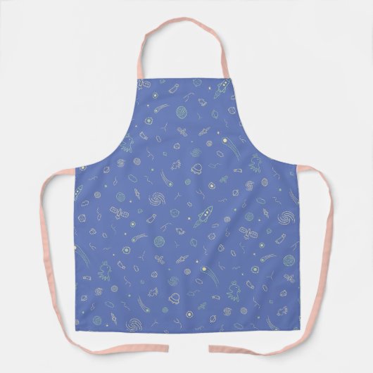 Tablier motif Space Doodle bleu lavande (Recto)