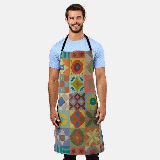 Tablier Motif Talavera. Un patchwork indien. Nom turc (Porté)