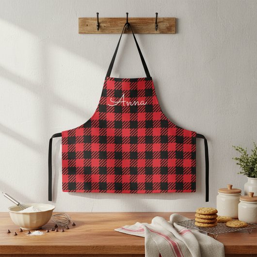Tablier Motif tatan classique de bison rouge et noir plaid