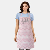 Tablier Motif tendance Chevron grand nom de script jaune (Porté)