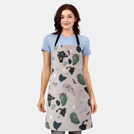 Tablier Motif Terrazzo Vert (Porté)