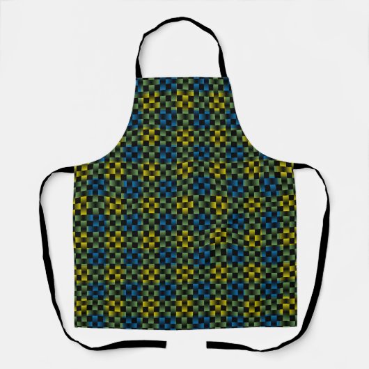 Tablier Motif Tissé Bleu Jaune (Recto)
